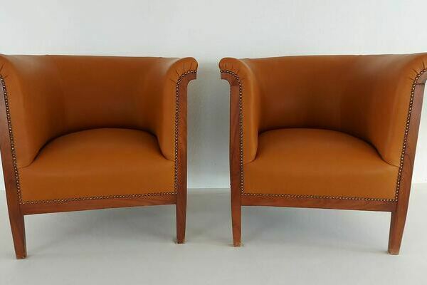 Art-D�co-Ledersessel mit deutschem Echtleder bezogen